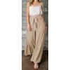 imageCHARTOU Womens Tie Knot High Waist Wide Leg Lounge Pants Tiered Beach Flowy Flare Pants PalazzoKhaki