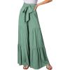 imageCHARTOU Womens Tie Knot High Waist Wide Leg Lounge Pants Tiered Beach Flowy Flare Pants PalazzoLight Blue
