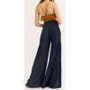 imageCHARTOU Womens Tie Knot High Waist Wide Leg Lounge Pants Tiered Beach Flowy Flare Pants PalazzoNavy