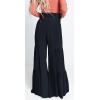 imageCHARTOU Womens Tie Knot High Waist Wide Leg Lounge Pants Tiered Beach Flowy Flare Pants PalazzoNavy
