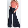 imageCHARTOU Womens Tie Knot High Waist Wide Leg Lounge Pants Tiered Beach Flowy Flare Pants PalazzoNavy