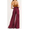 imageCHARTOU Womens Tie Knot High Waist Wide Leg Lounge Pants Tiered Beach Flowy Flare Pants PalazzoWine Red