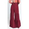 imageCHARTOU Womens Tie Knot High Waist Wide Leg Lounge Pants Tiered Beach Flowy Flare Pants PalazzoWine Red