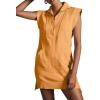 imageCHARTOU Women Plain Half Zip Sweatshirt Dress Sleeveless Hoodie Mini Dress Summer Casual V Neck Tunic Dress PocketOrange