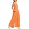 imageCHARTOU Womens Comfy Sleeveless Ruched Smock High Waist WideLeg Palazzo Pants JumpsuitOrange