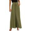 imageCHARTOU Womens Summer Elastic Waist Ruffle Wide Leg Pants Beach Palazzo Flowy Pants with DrawstringArmy Green