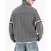 imageCHARTOU Mens Stand Collar Cardigan Fall Winter Thick Button Down Sweater Rib Knit Jacket with PocketsGrey