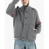 imageCHARTOU Mens Stand Collar Cardigan Fall Winter Thick Button Down Sweater Rib Knit Jacket with PocketsGrey