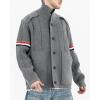 imageCHARTOU Mens Stand Collar Cardigan Fall Winter Thick Button Down Sweater Rib Knit Jacket with PocketsGrey