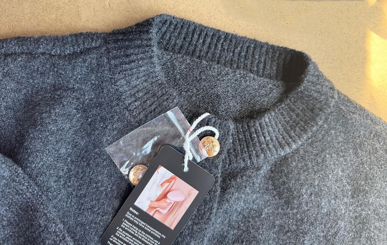 imageCHARTOU Women Fuzzy Knit Sweater Long Sleeve Crewneck Loose Open Front Cardigan TopsGrey