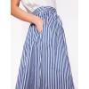 imageCHARTOU Women Casual Stripe Skirt Back Elastic Waist Long Flowy A Line Skirt with PocketsBlue