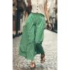imageCHARTOU Women Casual Stripe Skirt Back Elastic Waist Long Flowy A Line Skirt with PocketsGreen