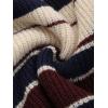 imageCHARTOU Women Color Block Sweater Preppy Style Chunky Knit Striped Pullover SweaterBlue