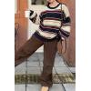 imageCHARTOU Women Color Block Sweater Preppy Style Chunky Knit Striped Pullover SweaterBlue