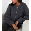 imageCHARTOU Women Fuzzy Knit Sweater Long Sleeve Crewneck Loose Open Front Cardigan TopsGrey