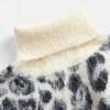 imageCHARTOU Women Fuzzy Leopard Knit Pullover Sweater Fall Winter Oversized Turtleneck Long Sleeve Jumper TopsWhite