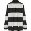 imageCHARTOU Women Spring Fall Stripes Pullover Sweatshirt Polo Collar Long Sleeve Oversized Pullover Shirt TopsBlack