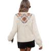 imageCHARTOU Womens 2023 Trendy Sexy Back Cut Out Lace Applique Fluffy Knit Pullover Sweater TopsApricot