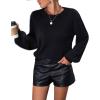 imageCHARTOU Womens 2023 Trendy Sexy Back Cut Out Lace Applique Fluffy Knit Pullover Sweater TopsBlack