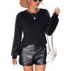 imageCHARTOU Womens 2023 Trendy Sexy Back Cut Out Lace Applique Fluffy Knit Pullover Sweater TopsBlack