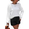 imageCHARTOU Womens 2023 Trendy Sexy Back Cut Out Lace Applique Fluffy Knit Pullover Sweater TopsWhite