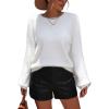 imageCHARTOU Womens 2023 Trendy Sexy Back Cut Out Lace Applique Fluffy Knit Pullover Sweater TopsWhite