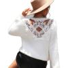 imageCHARTOU Womens 2023 Trendy Sexy Back Cut Out Lace Applique Fluffy Knit Pullover Sweater TopsWhite