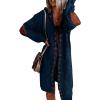 imageCHARTOU Womens Casual Cable Knit Hooded Long Open Front Cardigan Sweater Jacket OutwearNavy