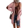 imageCHARTOU Womens Casual Cable Knit Hooded Long Open Front Cardigan Sweater Jacket OutwearPink