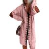 imageCHARTOU Womens Casual Cable Knit Hooded Long Open Front Cardigan Sweater Jacket OutwearPink