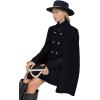imageCHARTOU Womens Elegant Poncho DoubleBreast Slit Sleeve Flowy Wool Blend Cape Cloak CoatBlack