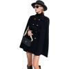 imageCHARTOU Womens Elegant Poncho DoubleBreast Slit Sleeve Flowy Wool Blend Cape Cloak CoatBlack