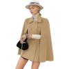 imageCHARTOU Womens Elegant Poncho DoubleBreast Slit Sleeve Flowy Wool Blend Cape Cloak CoatKhaki