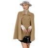 imageCHARTOU Womens Elegant Poncho DoubleBreast Slit Sleeve Flowy Wool Blend Cape Cloak CoatKhaki