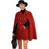imageCHARTOU Womens Elegant Poncho DoubleBreast Slit Sleeve Flowy Wool Blend Cape Cloak CoatRed