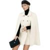 imageCHARTOU Womens Elegant Poncho DoubleBreast Slit Sleeve Flowy Wool Blend Cape Cloak CoatWhite