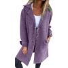 imageCHARTOU Women Long Cardigan Notched Collar Button Down Loose Fit Knit Blazer Sweater JacketPurple