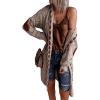 imageCHARTOU Womens Casual Cable Knit Hooded Long Open Front Cardigan Sweater Jacket OutwearBrown