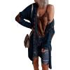 imageCHARTOU Womens Casual Cable Knit Hooded Long Open Front Cardigan Sweater Jacket OutwearNavy