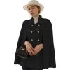 imageCHARTOU Womens Elegant Poncho DoubleBreast Slit Sleeve Flowy Wool Blend Cape Cloak CoatBlack