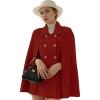 imageCHARTOU Womens Elegant Poncho DoubleBreast Slit Sleeve Flowy Wool Blend Cape Cloak CoatRed