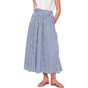 imageCHARTOU Women Casual Stripe Skirt Back Elastic Waist Long Flowy A Line Skirt with PocketsBlue