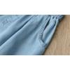 imageCHARTOU Women Lightweight Denim Skirt Ruffle Pleated A Line Skirt Elastic Waist Jean Skirt Flowy Midi SkirtLight Blue