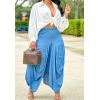 imageCHARTOU Women Long Cargo Skirt Baggy Parachute Skirt Asymmetrical Draped Maxi Skirt Ruched Utility Skirt PocketBlue