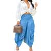imageCHARTOU Women Long Cargo Skirt Baggy Parachute Skirt Asymmetrical Draped Maxi Skirt Ruched Utility Skirt PocketBlue