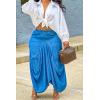 imageCHARTOU Women Long Cargo Skirt Baggy Parachute Skirt Asymmetrical Draped Maxi Skirt Ruched Utility Skirt PocketBlue