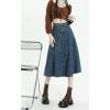 imageCHARTOU Women Summer Patchwork Denim Maxi Skirt Vintage High Waist A Line Long SkirtBlue