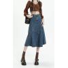 imageCHARTOU Women Summer Patchwork Denim Maxi Skirt Vintage High Waist A Line Long SkirtBlue