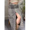 imageCHARTOU Women Y2k Leopard Denim Skirt Sexy Slit High Waist Long Pencil Jean SkirtLeopard