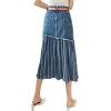imageCHARTOU Womens Dressy High Waist Button Up Pleated Denim Midi Skirt Irregular Flowy SkirtBlue